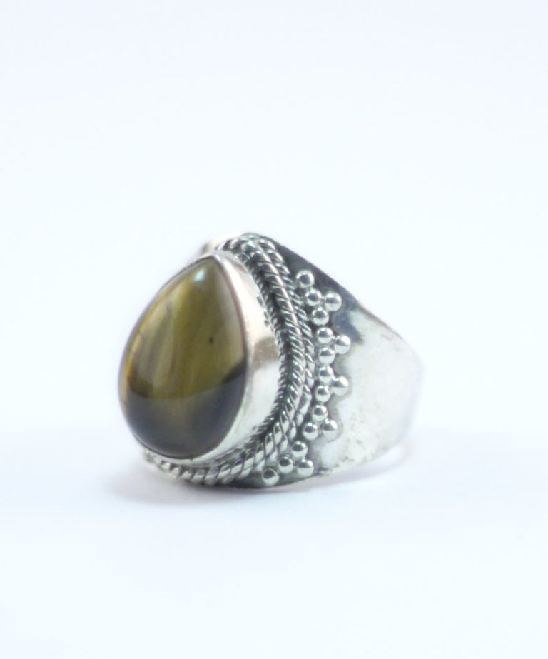 Bague En Argent Massif 925 Avec œil De Tigre Jaune Et Rouge, Qualité Neuve, Avec étiquettes, Prix Attractif