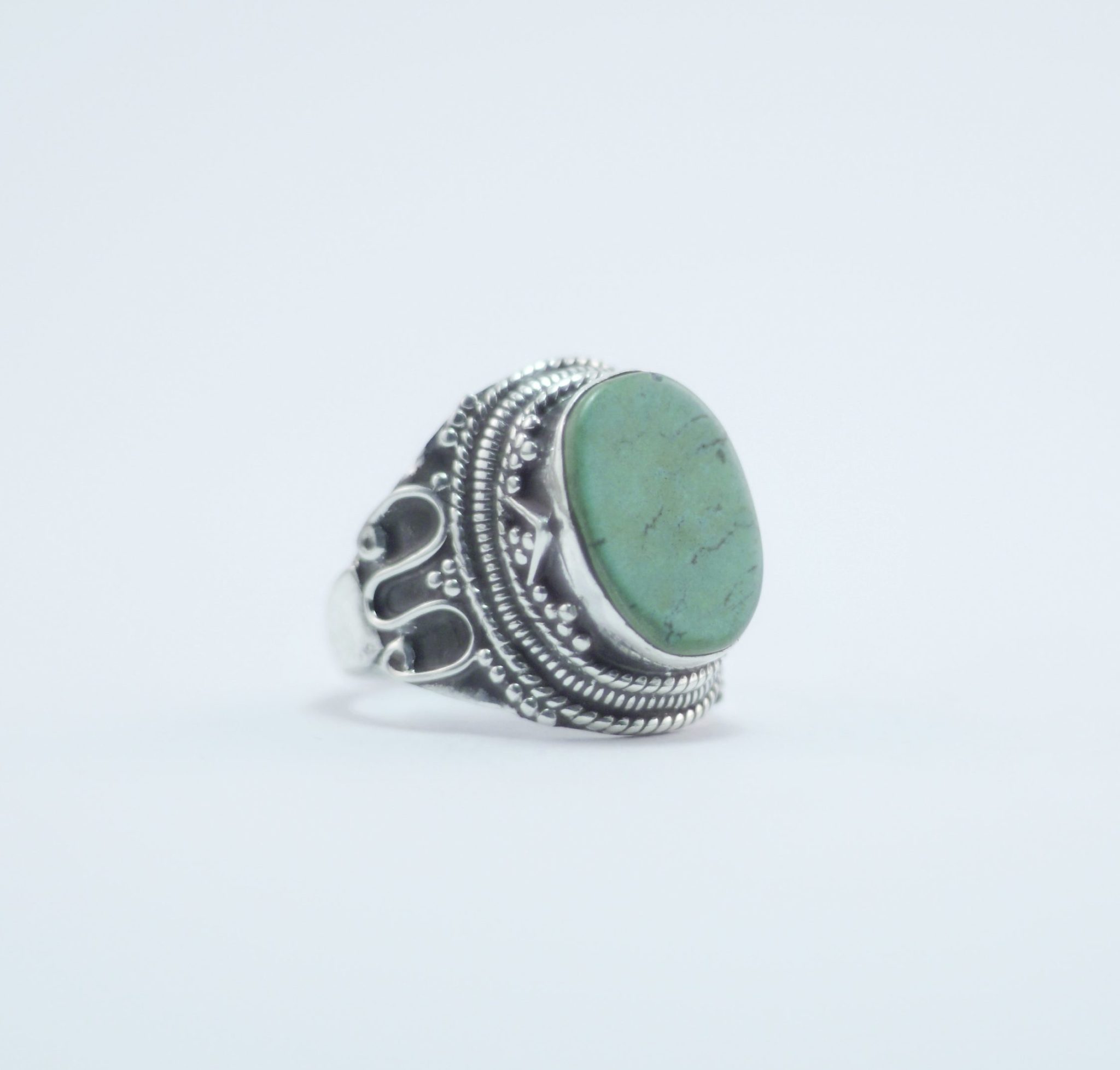 Bague 3 Pierres Turquoise Véritable En Argent Massif 925 - Modèle Marquise - Neuf Sans Emballage